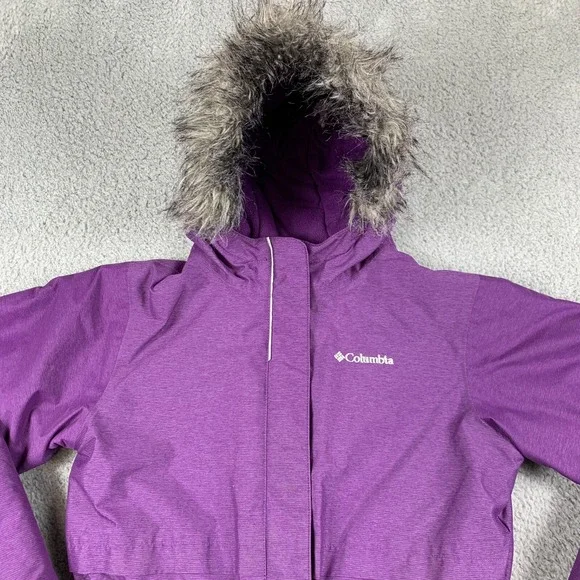 Columbia Nordic Strider Coat Girls Large Purple Omni-Heat Faux Fur Hooded - Picture 4 of 16